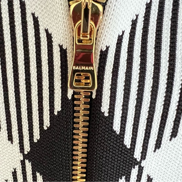 Balmain Gingham Jacquard Lace-Up Dress – Size 40 (Excellent Condition) - Picture 9 of 11